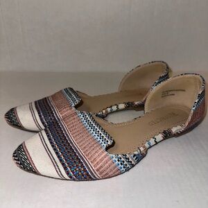 Restricted Women Flats Size 8 Woven Textile D'Orsay Pointed Toe Slip On Shoes